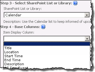 SharePoint list or library drop down ,and Item Display Column drop down