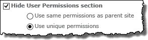 Hide permissions radio buttons