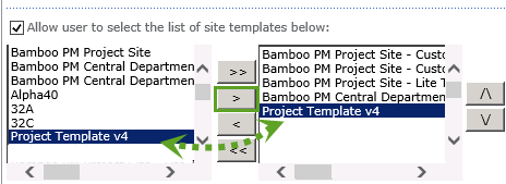 Available template selector boxes