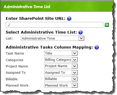 Administrative list configuration screen