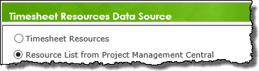 PMC data source configuration