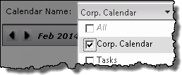 Image: Calendar Name drop down selector, only Corp,Calendar box  checked