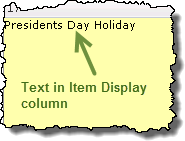 Item display column text in holiday cell