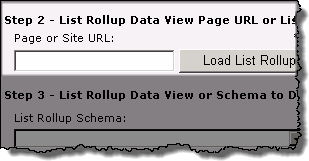 Image of the Page or  Site URL field and the Load List Rollup button