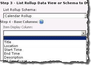 List Rollup schema/ dataview drop down ,and Item Display Column drop down