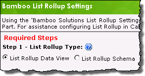 Radio buttons to select List Rollup type