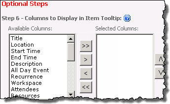 By default no columns are selected for display in the tool tips. 