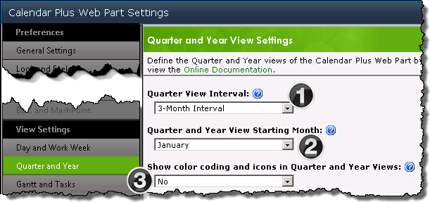 Day and Work View Settings Screens