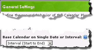 Image of the Base Calendar on Single Date or Interval drop down selector found on the general settings screen.