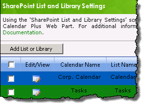 SharePoint list and libraries settings screen