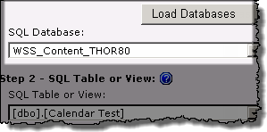 Select the SQL database from the drop down selector