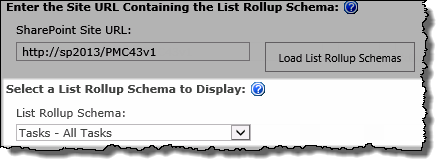 List Rollup schema/ data view drop down selector