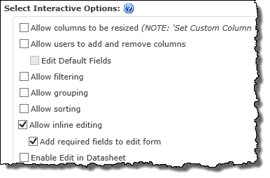 Allow Inline edit configuration