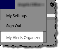 Image of user drop down menu on SharePoint 2013