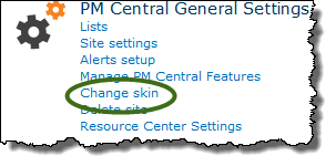 Change skins link in the PM Central Control Panel