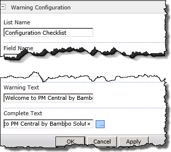 Warning Configuration tool pane