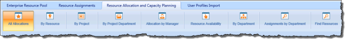 Resource Allocation and Capacity planning tab navigation