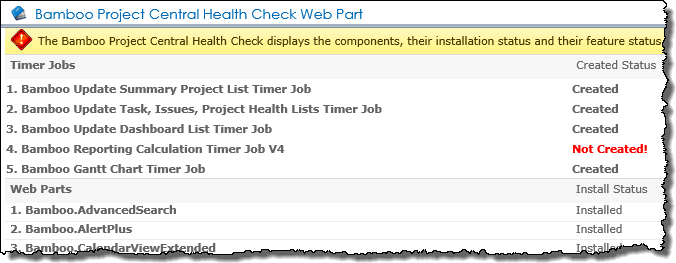 PMC Health Check Web Part