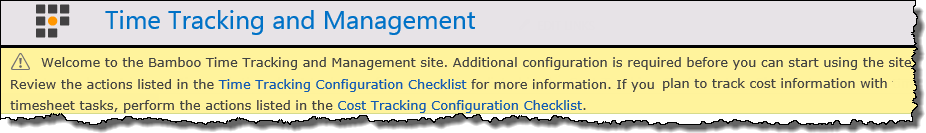 Site configuration message