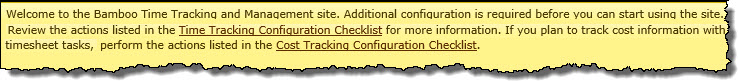 Warning message with links to the TTM Configuration Checklists