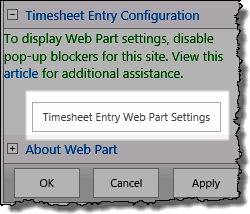 Timesheet Entry Configuration screen.