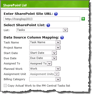 SharePoint list configuration screen