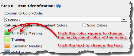 Choose column to color code from the drop-down