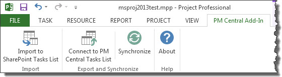 MS Project PMC Add-In Toolbar for SP2013